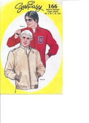 166 SEW EZ OLYMPIC FLIGHT JACKET LINED OR NOT PATTERN XS-XXL